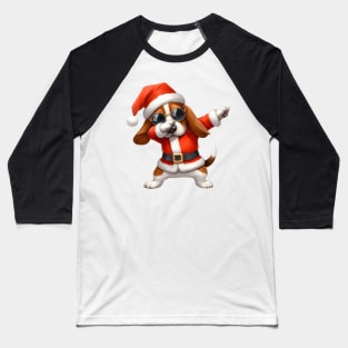 Christmas Basset Hound Dog Dabbing Dance Baseball T-Shirt